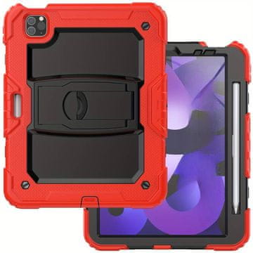 Nikcorp Oklopna maska za iPad Air 5/4 10.9 i Pro 11 sa stalkom i naramenicom, crvena, otporna na udarce i padove