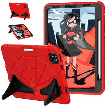 Nikcorp Zaštitna maska za iPad Air 4 10.9" i Pro 11", stalak i držač za olovku, crvena futrola za tablet s postoljem