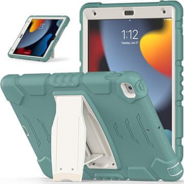 Nikcorp Oklopna maska za iPad 9/8/7 10.2" s ugrađenim stalkom, trodijelna zaštitna futrola za tablet, zelena
