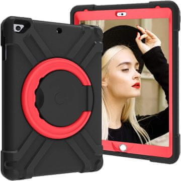 Nikcorp Oklopna torbica za iPad 9/8/7 10.2" s rotirajućim postoljem i ručkom, troslojna zaštita, crna