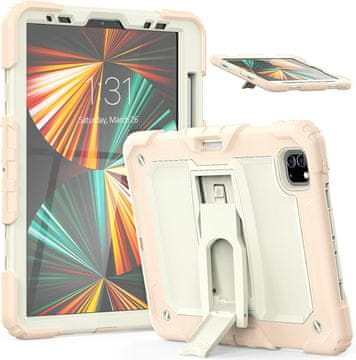 Nikcorp Zaštitna maska za iPad Pro 11/Air 5/4 s postoljem, držačem za olovku i naramenicom, roza