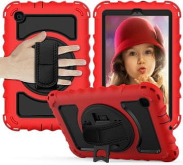 Nikcorp Robusna zaštitna maska za Samsung Galaxy Tab 10.4" s 360° stalkom, ručkom i naramenicom, crvena