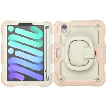 Nikcorp Robusna zaštitna maska za iPad Mini 6 8.3" s rotirajućim stalkom od 360° i držačem za olovku, ružičasta