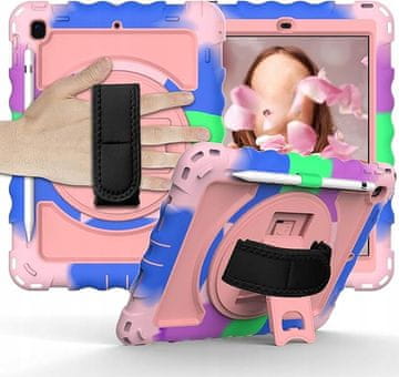 Nikcorp Zaštitna maska za iPad 6/5/Pro 9.7" s rotirajućim stalkom od 360°, držačem i odvojivim remenom za rame, višebojna