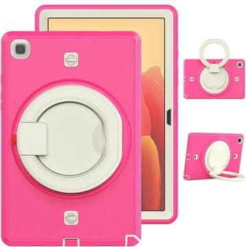 Nikcorp Oklopna maska za Samsung Galaxy Tab A7 10.4" s rotirajućim postoljem 360° i ručkom, troslojna zaštita, roza