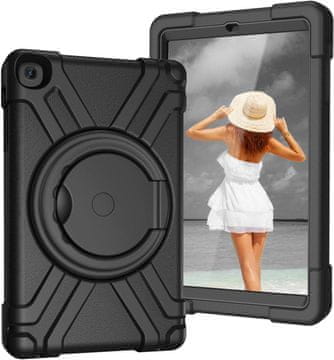 Nikcorp Oklopna zaštitna maska za Samsung Galaxy Tab A 8.0 s rotirajućim stalkom od 360° i ručnim držačem, crna