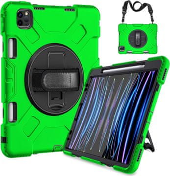 Nikcorp Zaštitna maska za iPad Mini 6 8.3" s rotirajućim stalkom, držačem za ruku i naramenicom, zelena