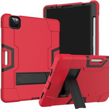 Nikcorp Oklopna maska za iPad Air 5/Air 4/Pro 11" s postoljem i držačem za olovku, trodijelna zaštitna futrola, crvena