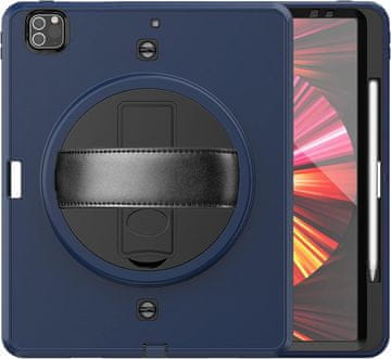 Nikcorp Zaštitna maska za iPad Pro 12.9" (2018-2020) s rotirajućim stalkom 360°, držačem za ruku i naramenicom, tamnoplava