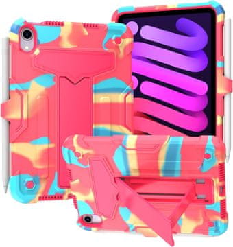 Nikcorp Oklopna maska za iPad Mini 6 8.3" s postoljem i držačem za olovku, trodijelna zaštitna futrola, roza