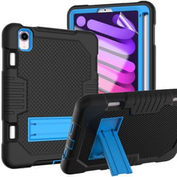 Nikcorp Oklopna maska za iPad Mini 6 8,3" s postoljem i držačem za olovku, crna, trodijelna zaštitna futrola otporna na udarce