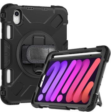 Nikcorp Robusna zaštitna maska za iPad Mini 6 8.3" s rotirajućim stalkom od 360° i držačem za olovku, crna