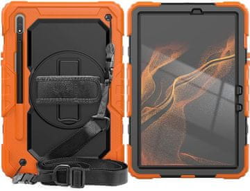 Nikcorp Robusna zaštitna maska za Samsung Galaxy Tab S8/S7 11" s rotirajućim stalkom i naramenicom, narančasta