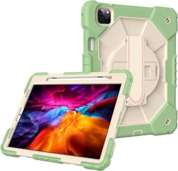 Nikcorp Zaštitna maska za iPad Air 5/Air 4 10.9" s rotirajućim stalkom 360°, držačem za ruku i naramenicom, zelena