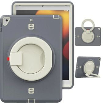 Nikcorp Oklopna maska za iPad Air 3/Pro 10.5" s rotirajućim postoljem 360°, troslojna zaštitna futrola s ručkom, siva