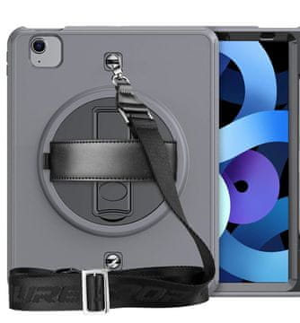 Nikcorp Robusna zaštitna maska za iPad 10.2” (2019/2020) s rotirajućim stalkom od 360°, držačem za ruku i naramenicom, siva