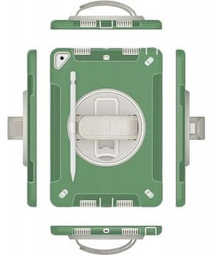 Nikcorp Oklopna torbica za iPad 9/8/7 10.2" s rotirajućim postoljem 360°, troslojna zaštita, ergonomska ručka, zelena