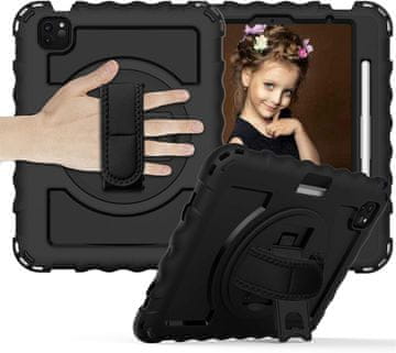 Nikcorp Okretna zaštitna maska za iPad Air 5/4 10.9”/Pro 11 s postoljem i držačem za olovku, crna