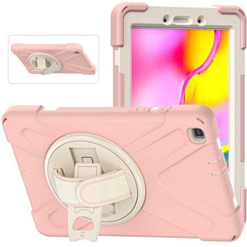 Nikcorp Robusna zaštitna futrola za Samsung Galaxy Tab A 8.0 sa stalkom i naramenicom, 360° rotacija, ružičasta