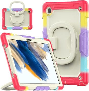 Nikcorp Oklopna maska za Samsung Galaxy Tab A7 s rotirajućim stalkom, troslojna zaštita i ručka, višebojna