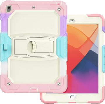 Nikcorp Oklopna maska za iPad 9/8/7 10.2” s postoljem i držačem za olovku, trodijelna zaštitna futrola za tablet, šarena