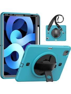 Nikcorp Robusna zaštitna maska za iPad Air 5/4 10.9" i Pro 11" s 360° stalkom, držačem i naramenicom, tirkizna