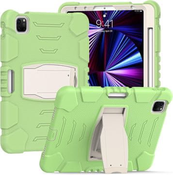 Nikcorp Oklopna maska za Samsung Tab S7 Plus 12.4” s postoljem i držačem za olovku, trodijelna zaštitna futrola, zelena