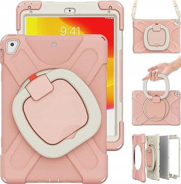 Nikcorp Robusna zaštitna maska za iPad 9.7” 2018/2017 s rotirajućim stalkom i naramenicom, ružičasta