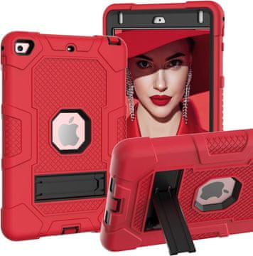 Nikcorp Oklopna maska za iPad 9/8/7 10.2" s ugrađenim postoljem, robusna zaštitna futrola otporna na udarce, crvena