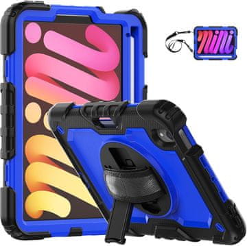 Nikcorp Zaštitna maska za iPad Mini 6 8.3" s rotirajućim stalkom, držačem za ruku i odvojivom naramenicom, plava