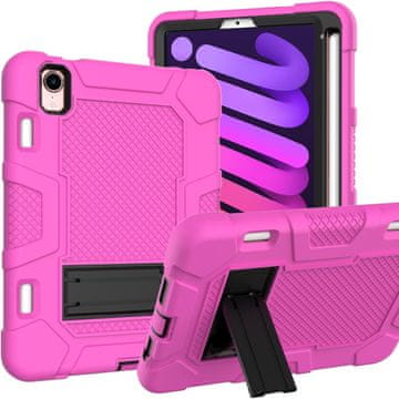 Nikcorp Oklopna maska za iPad Mini 6 8.3" s ugrađenim postoljem i držačem za olovku, otporna na udarce, roza