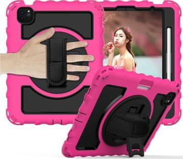 Nikcorp Zaštitna maska za iPad Pro 11" s rotirajućim stalkom i naramenicom, otporna na udarce, roza