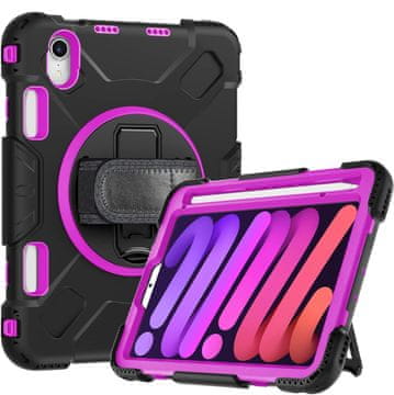 Nikcorp Robusna zaštitna maska za iPad Mini 6 8.3" s rotirajućim stalkom od 360° i držačem za olovku, crna