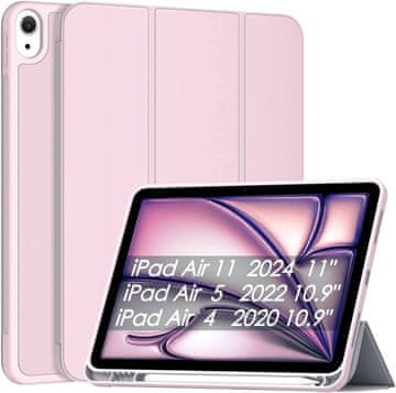 Nikcorp Preklopna zaštitna maska za iPad Air 11" (2024) / 10.9" (2022/2020) s držačem za olovku i stalkom, roza