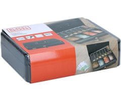 Black+Decker blagajna/sef za novac s bravom, 4 ladice, ladica za kovanice, 2 ključa, čelik, 30x24x9 cm, crna