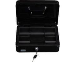 Black+Decker blagajna/sef za novac s bravom, 5 pretinaca, 2 ključa, čelik, 25 x 18,5 x 9 cm, crna