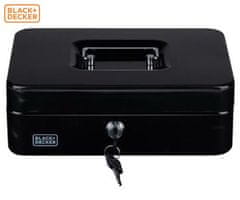 Black+Decker blagajna/sef za novac s bravom, 5 pretinaca, 2 ključa, čelik, 25 x 18,5 x 9 cm, crna
