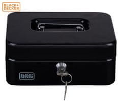 Black+Decker blagajna/sef za novac s bravom, 3 pretinca, 2 ključa, čelik, 20 x 16 x 8,5 cm, crna