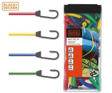 Black+Decker elastične trake za pričvršćivanje, 10 komada, višebojne