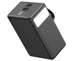 Platinet PMPB8065 punjiva baterija, 65 W, 80.000 mAh, QC3.0, PD, 4xUSB-A, 2xUSB-C, LED svjetlo, crna