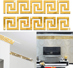 HOME & MARKER® Zrcalne samoljepljive naljepnice za zid i ogledalo, 3D reflektirajuće pločice set 10 kom | GLOROB, zlatna
