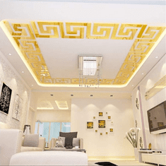 HOME & MARKER® Zrcalne samoljepljive naljepnice za zid i ogledalo, 3D reflektirajuće pločice set 10 kom | GLOROB, zlatna
