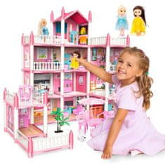 JOJOY® Velika kućica za lutke s LED rasvjetom, namještajem i 11 soba za djevojčice | VILLADREAM