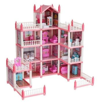 JOJOY® Velika kućica za lutke s LED rasvjetom, namještajem i 11 soba za djevojčice | VILLADREAM