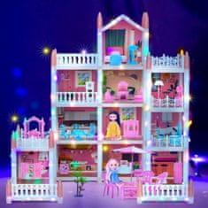 JOJOY® Velika kućica za lutke s LED rasvjetom, namještajem i 11 soba za djevojčice | VILLADREAM