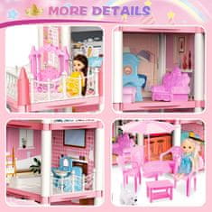 JOJOY® Velika kućica za lutke s LED rasvjetom, namještajem i 11 soba za djevojčice | VILLADREAM