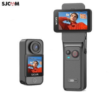 SJCAM C400 akcijska športna kamera, 4K Ultra HD, vrtljivi zaslon, 6-osna stabilizacija, vodoodporna, ćrna