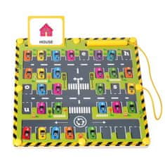 Netscroll Magnetna didaktička igra za učenje engleskih slova s autićima, drveni Montessori labirint za djecu 3–5 godine, CarMaze