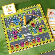 Netscroll Magnetna didaktička igra za učenje engleskih slova s autićima, drveni Montessori labirint za djecu 3–5 godine, CarMaze