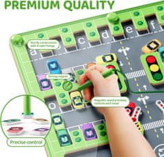 Netscroll Magnetna didaktička igra za učenje engleskih slova s autićima, drveni Montessori labirint za djecu 3–5 godine, CarMaze